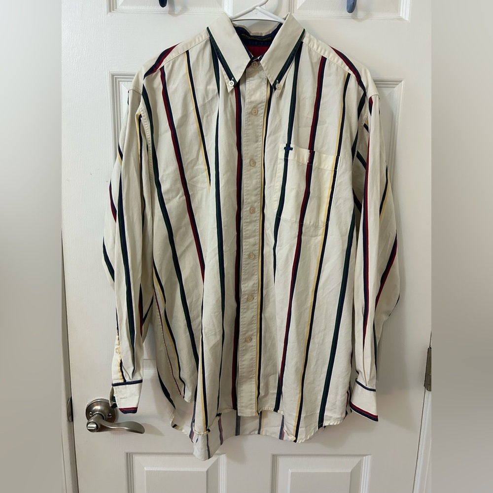 Alexander Julian Colours vintage striped long sleeve button up polo